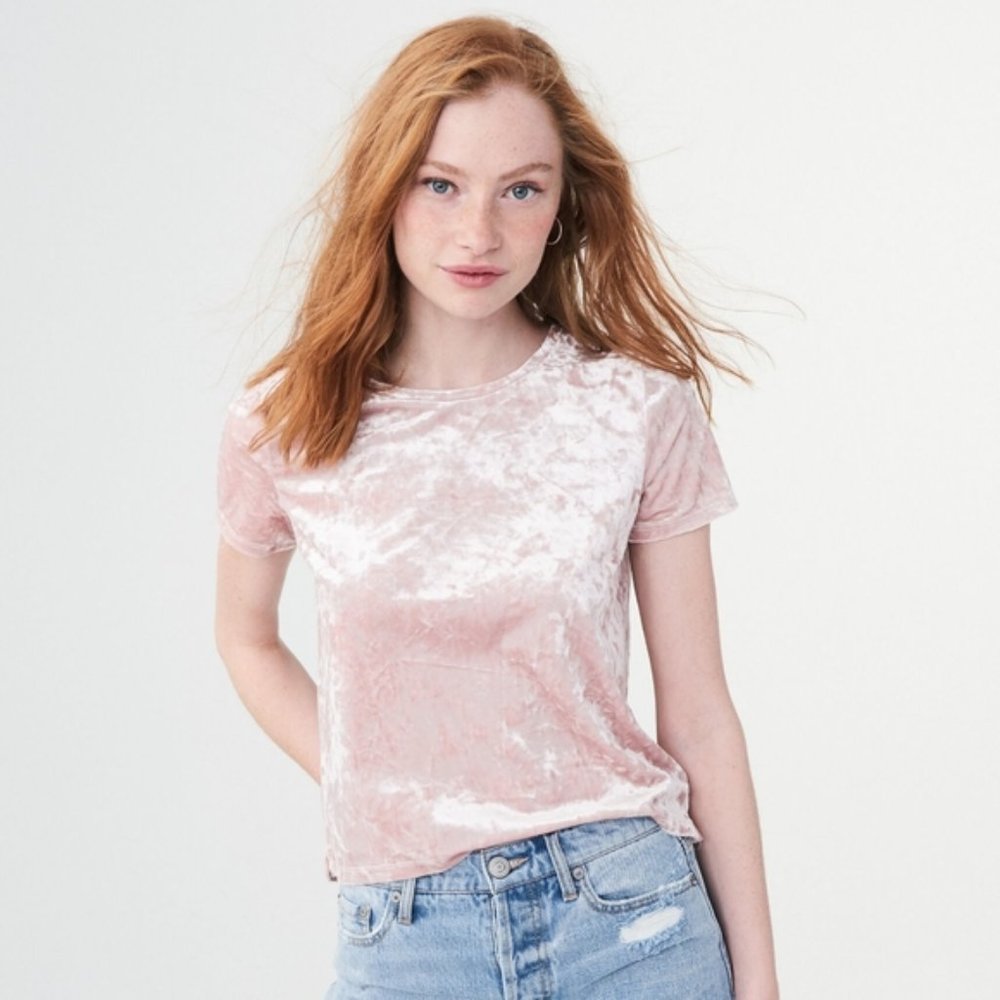 Light Pink Crushed Velet Tee Shirt